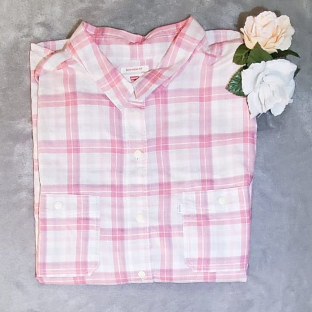 Levi's Peach Plaid Long Sleeve Button-up